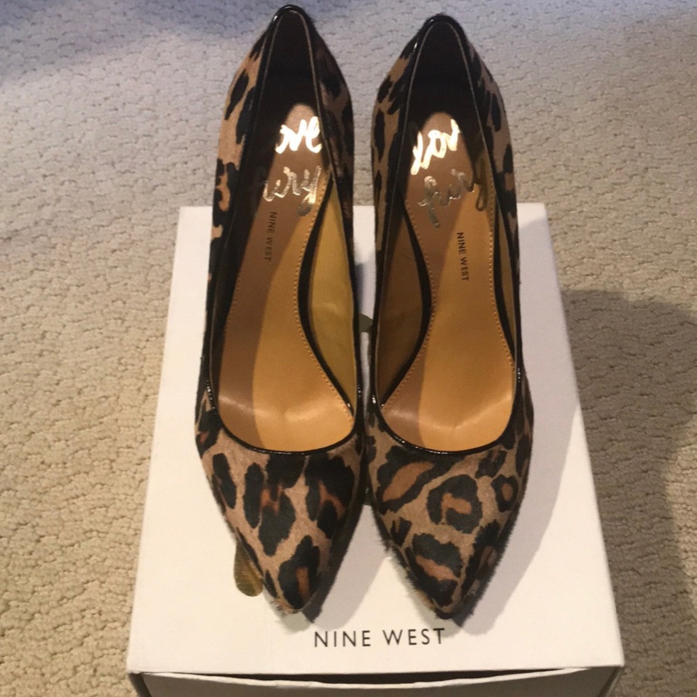 Nine West love fury leopard fur pump size 8